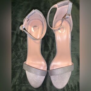 Journee Collection grey suede ankle-strap heels